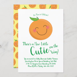 リトルかわいこちゃんタンジェリンベビーシャワー男女兼用 招待状