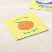 リトルかわいこちゃんタンジェリンベビーシャワー スクエアペーパーコースター (アングル)