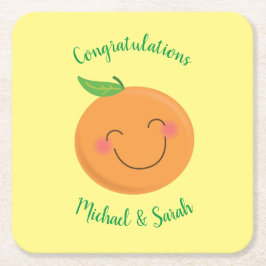 リトルかわいこちゃんタンジェリンベビーシャワー スクエアペーパーコースター