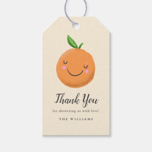 リトルかわいこちゃんテーマイエローベビーシャワーの好意 ギフトタグ (正面)