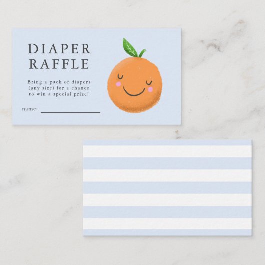 リトルかわいこちゃんテーマブルーベビーシャワーおむつラッフル エンクロージャーカード (正面/裏面)