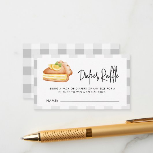 リトルかわいこちゃんパイおむつラッフルベビーシャワー エンクロージャーカード (正面/裏面インサイチュ)
