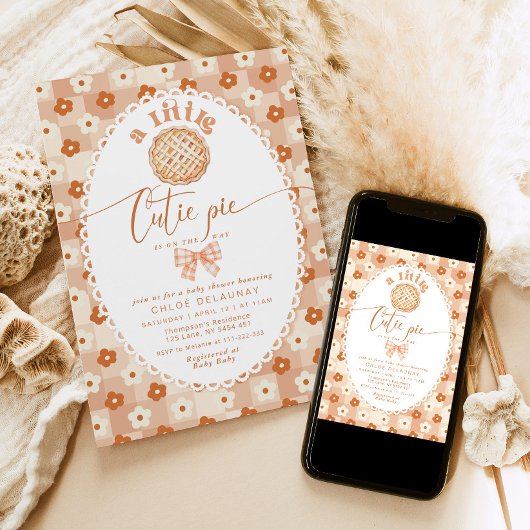 リトルかわいこちゃんパイかわいいヴィンテージレース赤ちゃんシャワー 招待状