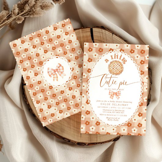 リトルかわいこちゃんパイかわいいヴィンテージレース赤ちゃんシャワー 招待状