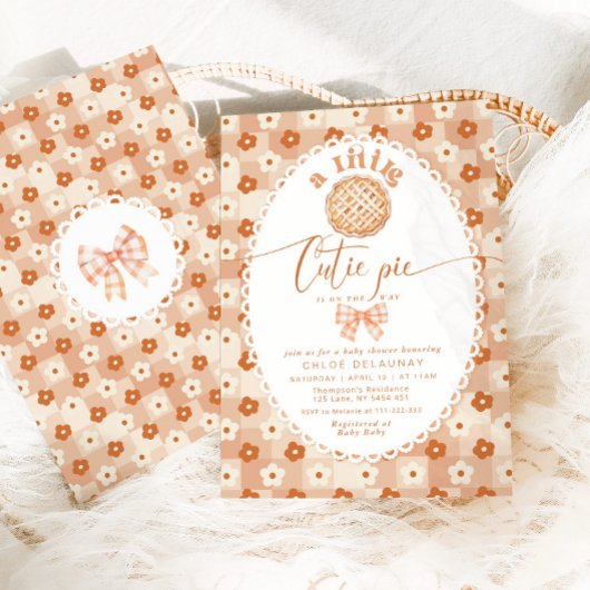 リトルかわいこちゃんパイかわいいヴィンテージレース赤ちゃんシャワー 招待状