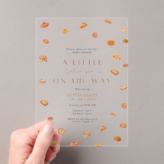 リトルかわいこちゃんパイのアクリルの赤ちゃんシャワー招待 アクリル招待状 (インサイチュ (ポータブル))