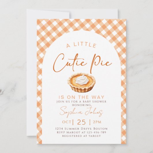 リトルかわいこちゃんパイは途中にある秋の赤ちゃんシャワー 招待状 (正面)