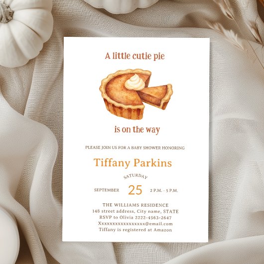 リトルかわいこちゃんパイは途中カボチャの赤ちゃんシャワー 招待状