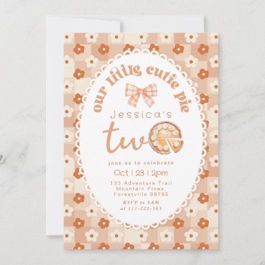 リトルかわいこちゃんパイは2つの写真2番目の誕生日パーティー 招待状 (正面)