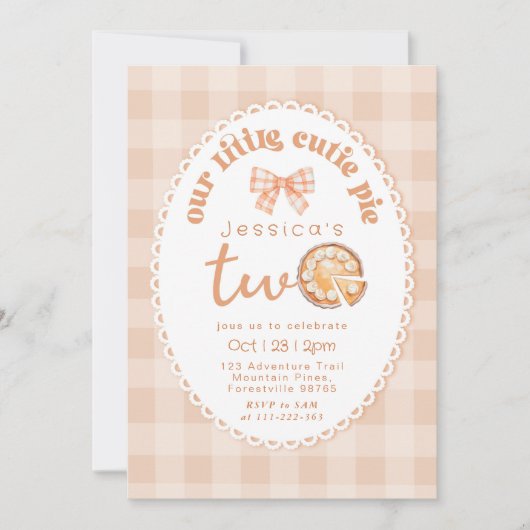 リトルかわいこちゃんパイは2歳の誕生日パーティー 招待状 (正面)