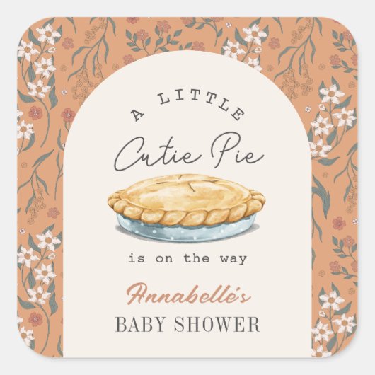 リトルかわいこちゃんパイオレンジフローラガールベビーシャワー スクエアシール (正面)