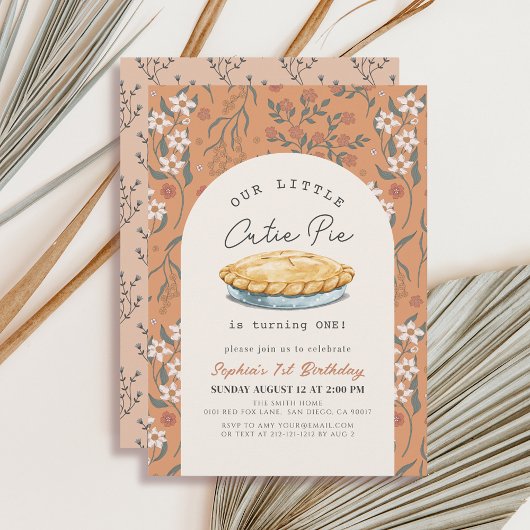 リトルかわいこちゃんパイオレンジフローラガール1st誕生日 招待状