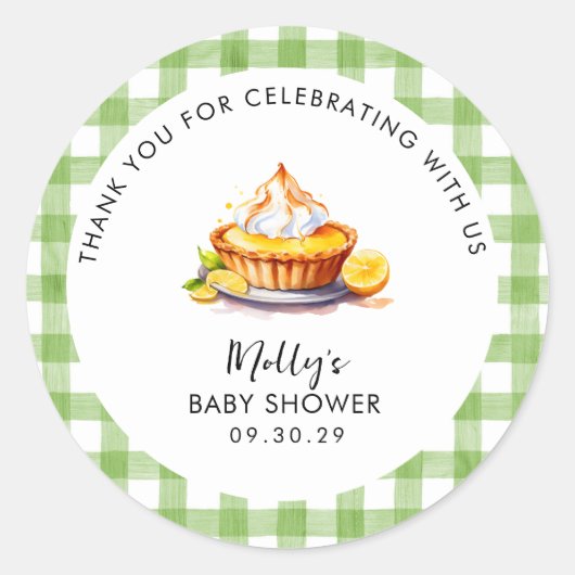 リトルかわいこちゃんパイギンガムベビーシャワーサンキュー ラウンドシール (正面)