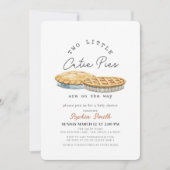 リトルかわいこちゃんパイズツインズホワイトギンガムベビーシャワー 招待状 (正面)