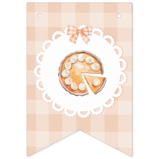 リトルかわいこちゃんパイハッピーバースデーギンガムボウ バンティングフラッグ (第1の旗)