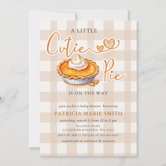 リトルかわいこちゃんパイパンプキンパイ秋ベビーシャワー 招待状 (正面)