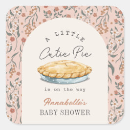 リトルかわいこちゃんパイピンクフローラガールベビーシャワー スクエアシール