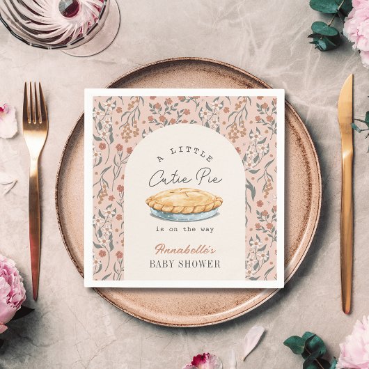 リトルかわいこちゃんパイピンクフローラ赤ちゃんシャワー スタンダードカクテルナプキン