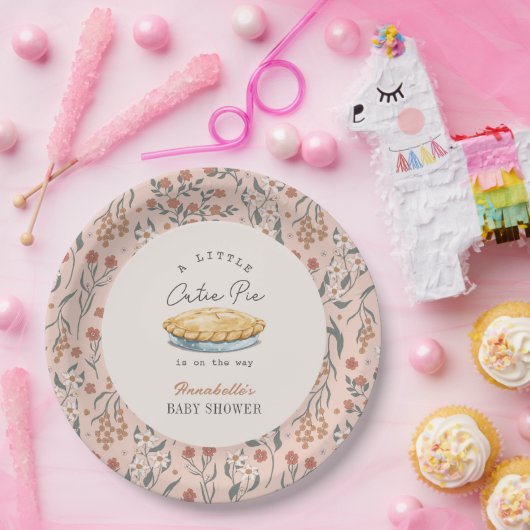 リトルかわいこちゃんパイピンクフローラ赤ちゃんシャワー ペーパープレート (パーティー)