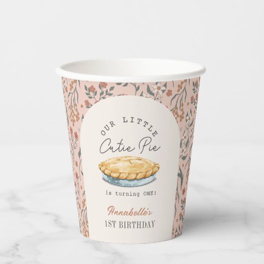 リトルかわいこちゃんパイピンクフローラ1st誕生日 紙コップ (正面)