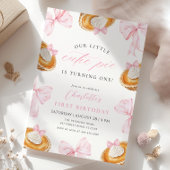 リトルかわいこちゃんパイピンクボウファースト誕生日 招待状