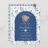 リトルかわいこちゃんパイブルーフローラベビーシャワー ポストカード (正面/裏面)