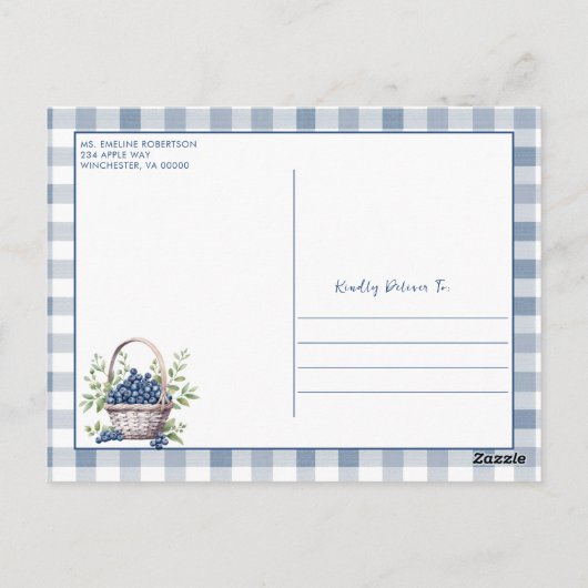 リトルかわいこちゃんパイブルーフローラベビーシャワー ポストカード (裏面)