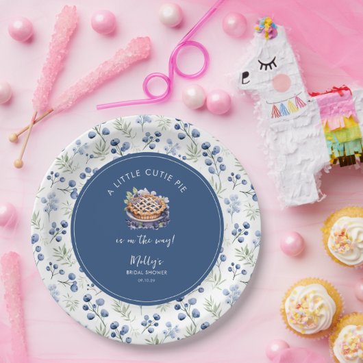 リトルかわいこちゃんパイブルーベリーギンガムベビーシャワー ペーパープレート (パーティー)