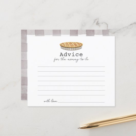 リトルかわいこちゃんパイベイビーシャワーアドバイスカード (正面/裏面インサイチュ)