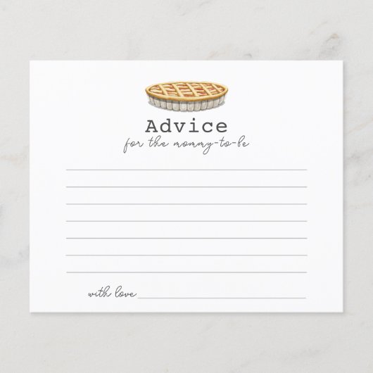 リトルかわいこちゃんパイベイビーシャワーアドバイスカード (正面)