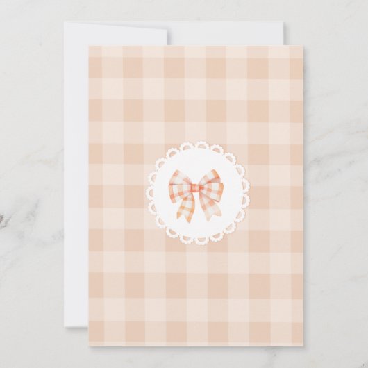 リトルかわいこちゃんパイミニマリスト弓レース赤ちゃんシャワー 招待状 (裏面)