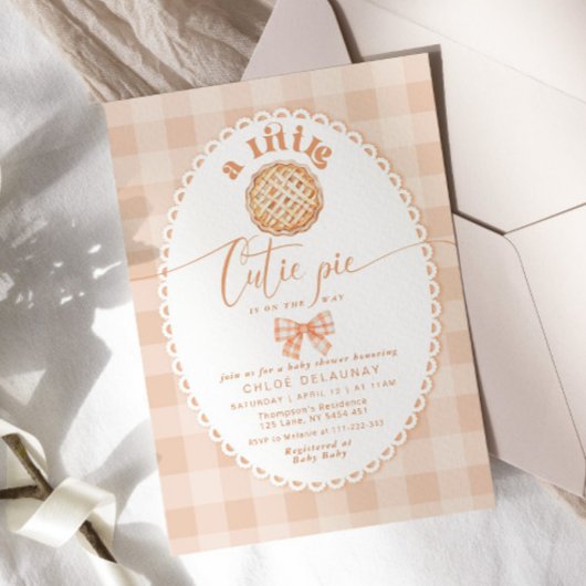 リトルかわいこちゃんパイミニマリスト弓レース赤ちゃんシャワー 招待状