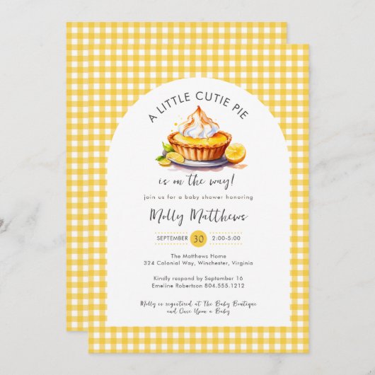 リトルかわいこちゃんパイレモンシトラスジンガムベビーシャワー 招待状 (正面/裏面)