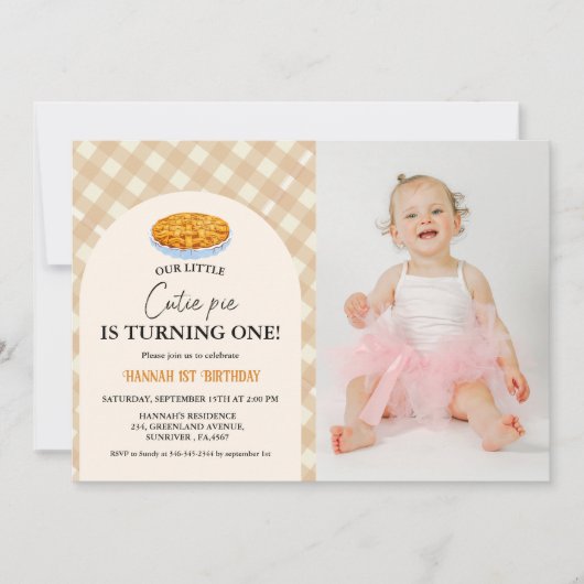 リトルかわいこちゃんパイ感謝祭ホワイトの誕生日1日 招待状 (正面)