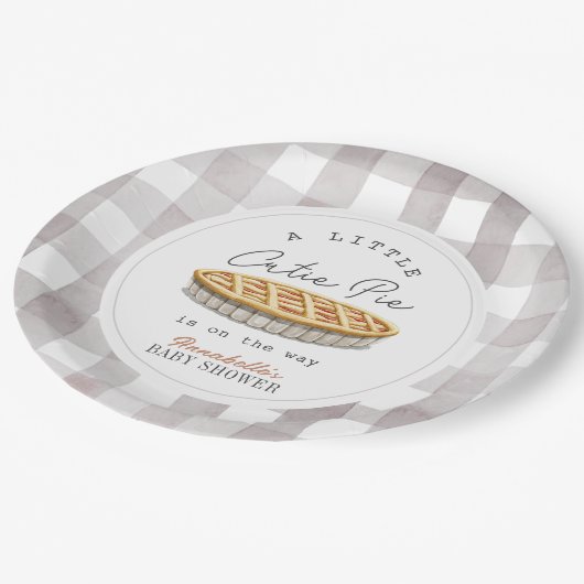 リトルかわいこちゃんパイ感謝祭ホワイトベビーシャワー ペーパープレート (アングル)