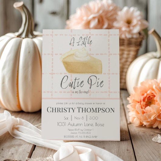リトルかわいこちゃんパイ水カラーピンク秋ベビーシャワー 招待状