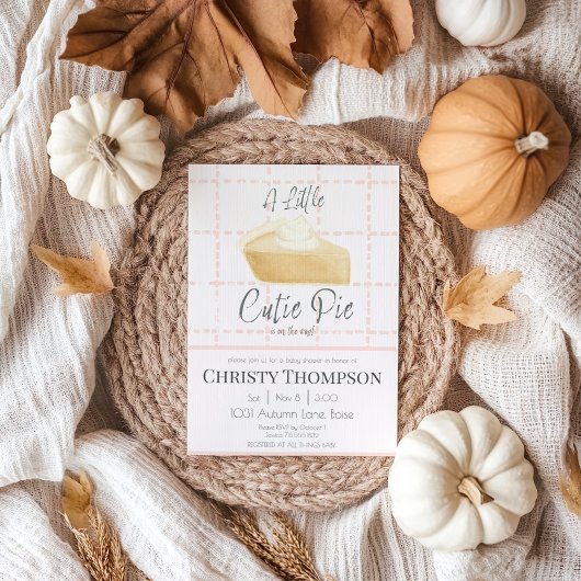 リトルかわいこちゃんパイ水カラーピンク秋ベビーシャワー 招待状