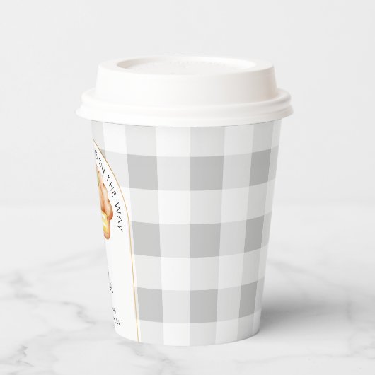 リトルかわいこちゃんパイ灰色ギンガムプレイドベビーシャワー 紙コップ (左)