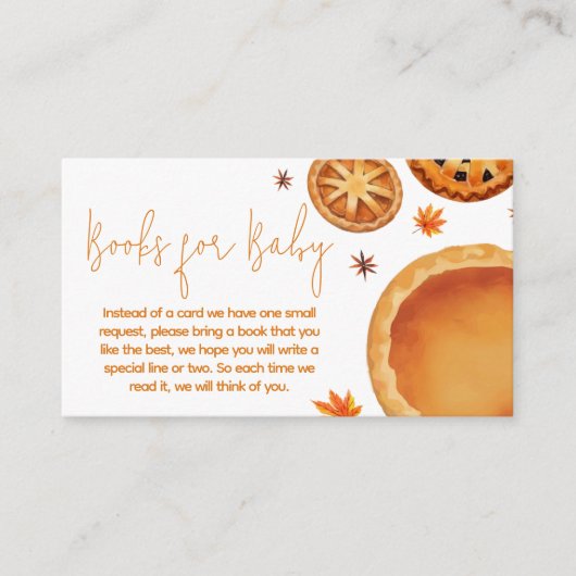 リトルかわいこちゃんパイ秋の赤ちゃんシャワー本ベビー エンクロージャーカード (正面)