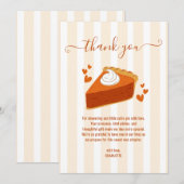 リトルかわいこちゃんパイ秋ストライプパンプキンベイビーシャワー サンキューカード (正面/裏面)