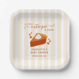 リトルかわいこちゃんパイ秋ストライプパンプキンベイビーシャワー ペーパープレート