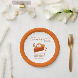 リトルかわいこちゃんパイ秋ストライプパンプキンベイビーシャワー ペーパープレート