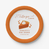 リトルかわいこちゃんパイ秋ストライプパンプキンベイビーシャワー ペーパープレート (正面)