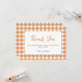 リトルかわいこちゃんパイ秋パンプキンギンガムベビーシャワー カード (正面/裏面インサイチュ)