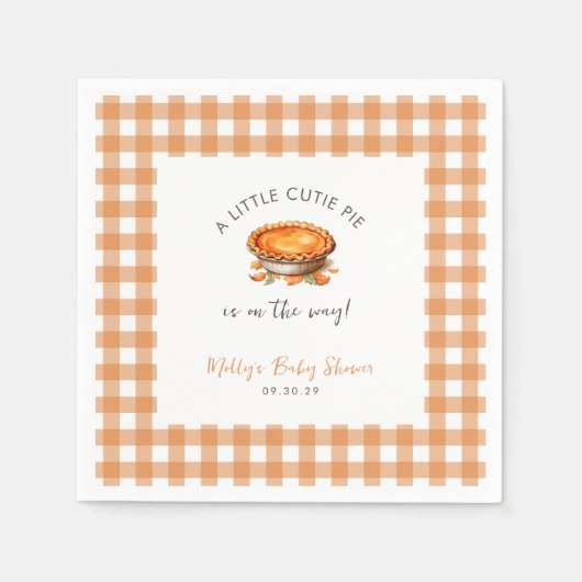 リトルかわいこちゃんパイ秋パンプキンギンガムベビーシャワー スタンダードカクテルナプキン (正面)