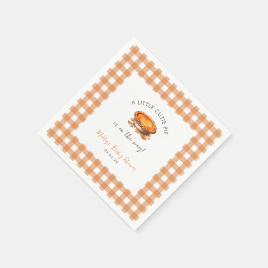 リトルかわいこちゃんパイ秋パンプキンギンガムベビーシャワー スタンダードカクテルナプキン (角)