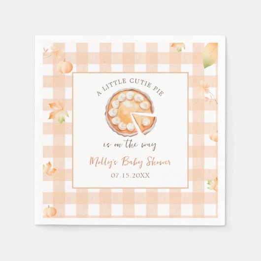 リトルかわいこちゃんパイ秋パンプキンギンガムベビーシャワー スタンダードカクテルナプキン (正面)