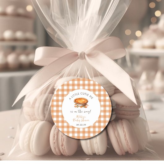 リトルかわいこちゃんパイ秋パンプキンギンガムベビーシャワー ラウンドシール