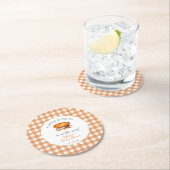 リトルかわいこちゃんパイ秋パンプキンギンガムベビーシャワー ラウンドペーパーコースター (インサイチュ)