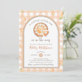 リトルかわいこちゃんパイ秋パンプキンギンガムベビーシャワー 招待状 (スタンド正面)